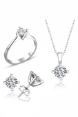 Sertifikalı Swarovski 3 mm Tek Taş 925 Gümüş Set Takım - 1