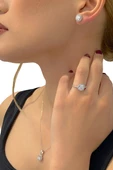 Sertifikalı Swarovski Özel Modeli Tektaş 925 Gümüş Set Takım thumbnail 2
