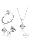 Sertifikalı Swarovski 3 mm Tek Taş 925 Gümüş Set Takım - 2