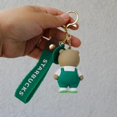 Starbucks Ayı 3D Karikatür Silikon Anahtarlık thumbnail 2