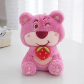 Sevimli Göz Kırpan Çilek Ayı Kolye Peluş Oyuncak Pembe Ayı - 1