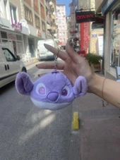 Sevimli Stitch Peluş Anahtarlık Cüzdan Mor - 3