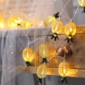 Dekoratif Led Işıklı Metal Ananaslar Ev Aydınlatma Pilli Lamba - 4