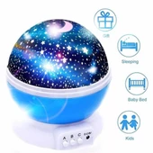 Dönen ve Çok Renkli Yeni Star Master Projeksiyon Masa Gece Lambası Mavi thumbnail 2