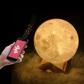 Bluetooth Hoparlörlü Ay Gece Masa Lambası 16 Renkli Dokunmatik Uzaktan Kumandalı Çocuk Odası Hediyelik 20 CM Büyük Boy - 2