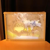 Totoro USBli Led Işık Boyama Dekoratif Ahşap Çerçeve - 1