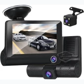 3 Kameralı Kayıt Cihazı İç Ön Arka Geri Görüş Kameralı Monitör 4.0" 1080P Full HD Kayıt Çarpışma Algılayıcı Sensörlü Gece Görüşlü Park Sensörü Sesli Yol Kayıt - 4