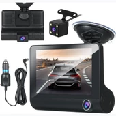 3 Kameralı Kayıt Cihazı İç Ön Arka Geri Görüş Kameralı Monitör 4.0" 1080P Full HD Kayıt Çarpışma Algılayıcı Sensörlü Gece Görüşlü Park Sensörü Sesli Yol Kayıt - 2