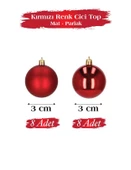 Yılbaşı Top Süs 3 Cm Mat Parlak Kırmızı 16lı - 2