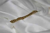 Üçlü Burgu Zincir 17 cm Paslanmaz Çelik Bileklik Gold Kadın Bileklik Künye Çelik Takı - 1