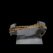 Üçlü Burgu Zincir 17 cm Paslanmaz Çelik Bileklik Gold Kadın Bileklik Künye Çelik Takı - 4