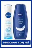 NIVEA Fresh Natural Kadın Deodorant Sprey 150 ml + Creme Care Kadın Duş Jeli 250 ml - 1
