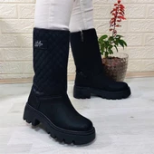 M.P 1397 Siyah Fermuarlı Kaymaz Kürklü 33cm Kadın Çizme - 3