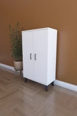 LIJ1500002AACYCA 2 Kapaklı, Ayarlanabilir Raflı Çok Amaçlı Dolap, Mutfak Dolabı, Banyo Dolabı Beyaz, 101x60x30 cm - 4