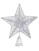 Yılbaşı Çam Ağacı Tepeliği Yıldızı Simli Yaylı Metal Gümüş 27 cm thumbnail 1