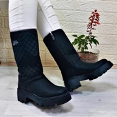 M.P 1397 Siyah Fermuarlı Kaymaz Kürklü 33cm Kadın Çizme - 1