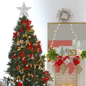 Yılbaşı Çam Ağacı Tepeliği Yıldızı Simli Yaylı Metal Gümüş 27 cm thumbnail 3