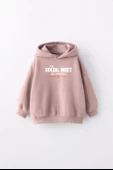 KIZ ÇOCUK SOCIAL MEET BASKILI KAPÜŞONLU MANŞETLİ SWEATSHİRT - 5