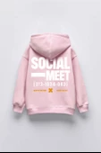 KIZ ÇOCUK SOCIAL MEET BASKILI KAPÜŞONLU MANŞETLİ SWEATSHİRT - 4