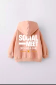 KIZ ÇOCUK SOCIAL MEET BASKILI KAPÜŞONLU MANŞETLİ SWEATSHİRT - 8