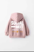 KIZ ÇOCUK SOCIAL MEET BASKILI KAPÜŞONLU MANŞETLİ SWEATSHİRT - 6