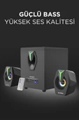 Torima D38 Siyah Bluetooth Hoparlör 2in1 Subwoofer RGB Işıklı Bilgisayar Hoparlörü Speaker - 2