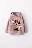 KIZ ÇOCUK MİNNİE BASKILI KAPÜŞONLU MANŞETLİ SWEATSHİRT - 5