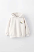 KIZ ÇOCUK SNOOPY BASKILI KAPÜŞONLU MANŞETLİ SWEATSHİRT - 1