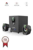 Torima D38 Siyah Bluetooth Hoparlör 2in1 Subwoofer RGB Işıklı Bilgisayar Hoparlörü Speaker - 1
