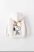 KIZ ÇOCUK SNOOPY BASKILI KAPÜŞONLU MANŞETLİ SWEATSHİRT - 2