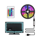 Sese Duyarlı Bluetooth 10 Metre Tv Arkası USB Girişli Rgb Şerit LED Kumanda ile Kontrol Led - 1