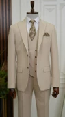 LONATOLİA Erkek Takım Elbise İtalyan Stil Slim Fit Ceket Yelek Pantolon Kırlangıç Yaka - 1