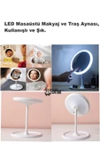 Dokunmatik Led Masaüstü  Makyaj ve Tıraş Aynası 360 derece Dönebilen Yuvarlak Işıklı Taşınablr  Ayna - 5