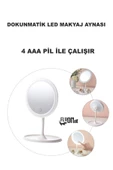 Dokunmatik Led Masaüstü  Makyaj ve Tıraş Aynası 360 derece Dönebilen Yuvarlak Işıklı Taşınablr  Ayna - 4