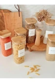 btmhome 1300 ml Bambu Kare Kapaklı Cam Kavanoz Seti 3 Adet - 2
