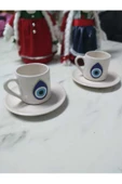 btmhome Nazar Boncuklu Seramik 2 Kişilik Kahve Fincanı Takımı - 1