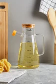 Btm Home 900 ml Bambu Kapaklı Cam Yağdanlık  Borosilikat Yağlık Sirkelik Sosluk 900 ml - 3
