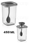 btmhome 450 ml Kendinden Kaşıklı Baharatlık, Çay, Kahve Kutusu, Kaşıklı Pratik Çok Amaçlı Saklama Kabı4adet - 4