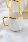 btmhome Gold Renk 4 Kişilik Standlı Porselen Kupa Takımı Seti - 2