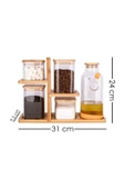 btmhome Bambu Stantlı 800 Ml Yağdanlıklı Bambu Kapaklı Borosilikat Cam Baharatlık Seti 6 Parça - 2