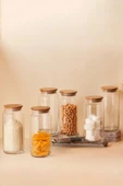 btmhome 1300 ml Ahşap Kapaklı Vakumlu Kavanoz Takımı 6 Adet - 1