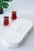 btmhome 6 Parça Oval Tepsili Porselen Kapaklı Kahvaltı Takımı Seti - 7