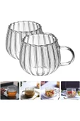 btmhome Çizgi Tasarımlı Kupa Cam Bardak Kahve Sunum - Borosilikat   400 ml - 5