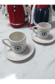 btmhome Nazar Boncuklu Seramik 2 Kişilik Kahve Fincanı Takımı - 1