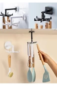 Btm Home Yapışkanlı 360° Döndürülebilir Pençeli Saklama Banyo Havlusu Rafı Mutfak Düzenleyici Kancaları - 5