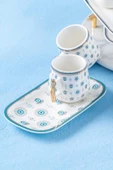 btmhome Nazar Boncuklu 6 Kişilik Porselen Kahve Fincanı Takımı Seti - 90 ml - 1