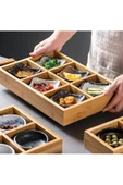 btmhome Bambu Tepsi 6 Bölmeli Çerezlik, Meyve, Şekerlik, Servis Tabağı Kutusu - 1
