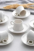 btmhome Beyaz Sade Adelle 6lı Kahve Fincan Takımı Seti - 90 ml - 2