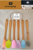 btmhome 6 Parça Bambu Saplı Silikon Spatula Mutfak Seti, Tencere Tava Pasta Kek Sıyırma Seti, - 3