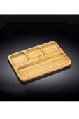 btmhome Dekoratif Bambu Sunumluk Tabak Bölmeli Servis Tabağı Çerezlik 25 x 14 cm - 1